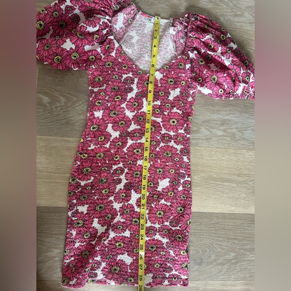 ZARA Pink Floral Puff Sleeve Mini Dress - Picture 6 of 7